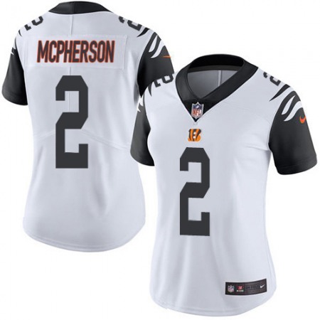 Nike Bengals #2 Evan McPherson White Women's Stitched NFL Limited Rush Jersey