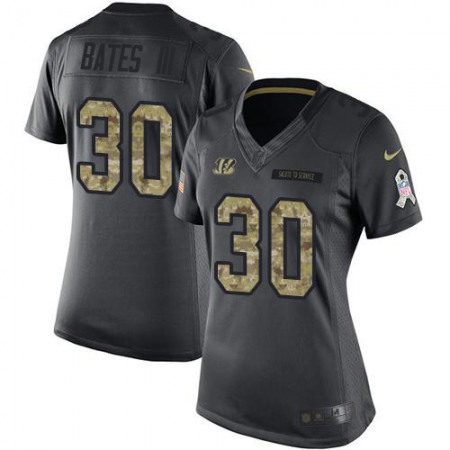 Nike Bengals #30 Jessie Bates Black Women's Stitched NFL Limited 2016 Salute to Service Jersey