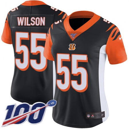 Nike Bengals #55 Logan Wilson Black Team Color Women's Stitched NFL 100th Season Vapor Untouchable Limited Jersey