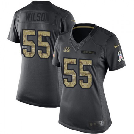 Nike Bengals #55 Logan Wilson Black Women's Stitched NFL Limited 2016 Salute to Service Jersey