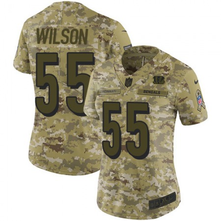 Nike Bengals #55 Logan Wilson Camo Women's Stitched NFL Limited 2018 Salute To Service Jersey