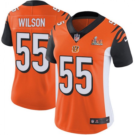 Nike Bengals #55 Logan Wilson Orange Alternate Super Bowl LVI Patch Women's Stitched NFL Vapor Untouchable Limited Jersey