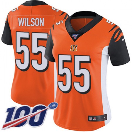 Nike Bengals #55 Logan Wilson Orange Alternate Women's Stitched NFL 100th Season Vapor Untouchable Limited Jersey