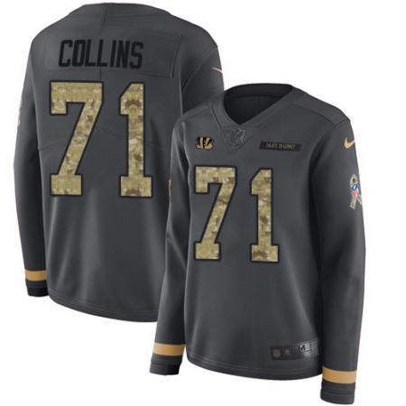 Nike Bengals #71 La'el Collins Anthracite Salute to Service Women's Stitched NFL Limited Therma Long Sleeve Jersey