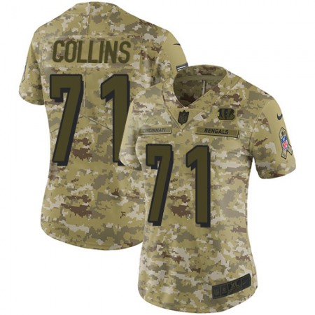 Nike Bengals #71 La'el Collins Camo Women's Stitched NFL Limited 2018 Salute To Service Jersey
