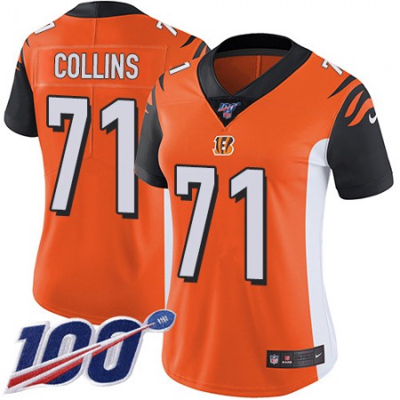 Nike Bengals #71 La'el Collins Orange Alternate Women's Stitched NFL 100th Season Vapor Untouchable Limited Jersey