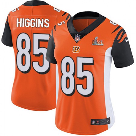 Nike Bengals #85 Tee Higgins Orange Alternate Super Bowl LVI Patch Women's Stitched NFL Vapor Untouchable Limited Jersey