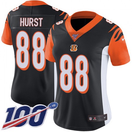 Nike Bengals #88 Hayden Hurst Black Team Color Women's Stitched NFL 100th Season Vapor Untouchable Limited Jersey