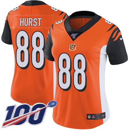 Nike Bengals #88 Hayden Hurst Orange Alternate Women's Stitched NFL 100th Season Vapor Untouchable Limited Jersey
