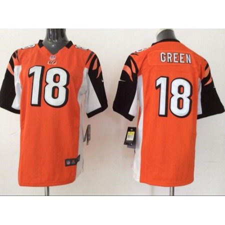 Nike Bengals #18 A.J. Green Orange Alternate Youth Stitched NFL Elite Jersey