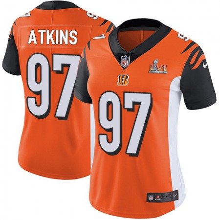 Nike Bengals #97 Geno Atkins Orange Alternate Super Bowl LVI Patch Women's Stitched NFL Vapor Untouchable Limited Jersey