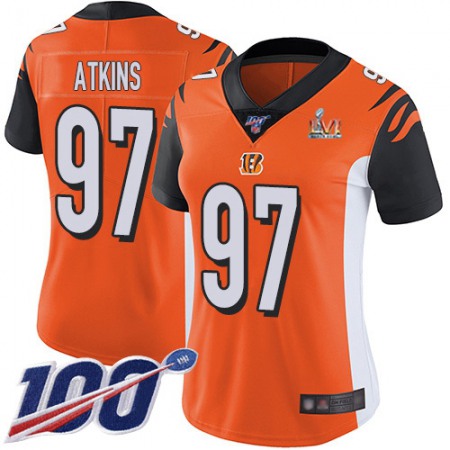 Nike Bengals #97 Geno Atkins Orange Super Bowl LVI Patch Alternate Women's Stitched NFL 100th Season Vapor Untouchable Limited Jersey