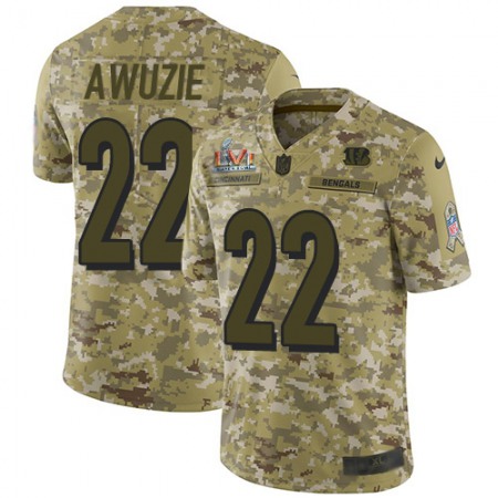 Nike Bengals #22 Chidobe Awuzie Camo Super Bowl LVI Patch Youth Stitched NFL Limited 2018 Salute To Service Jersey