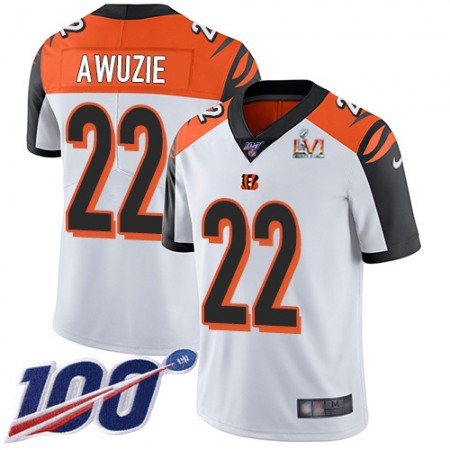 Nike Bengals #22 Chidobe Awuzie White Super Bowl LVI Patch Youth Stitched NFL 100th Season Vapor Untouchable Limited Jersey