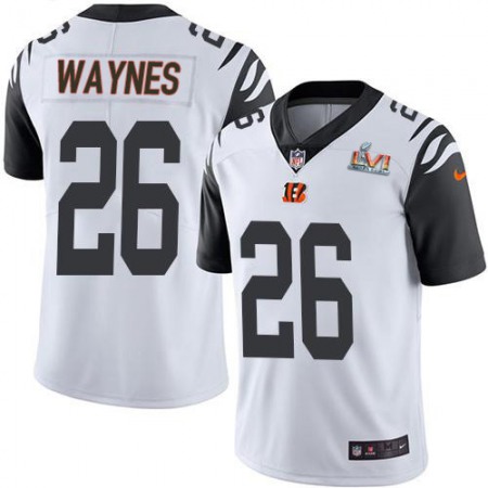 Nike Bengals #26 Trae Waynes White Super Bowl LVI Patch Youth Stitched NFL Limited Rush Jersey