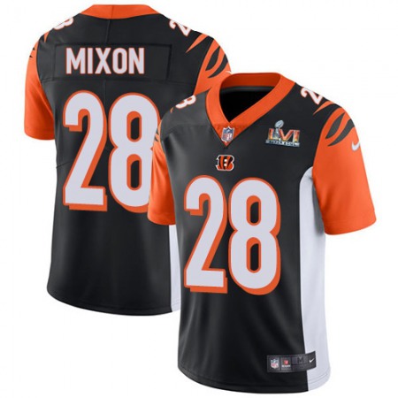 Nike Bengals #28 Joe Mixon Orange Black Team Color Super Bowl LVI Patch Youth Stitched NFL Vapor Untouchable Limited Jersey