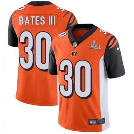 Nike Bengals #30 Jessie Bates Orange Alternate Super Bowl LVI Patch Youth Stitched NFL Vapor Untouchable Limited Jersey