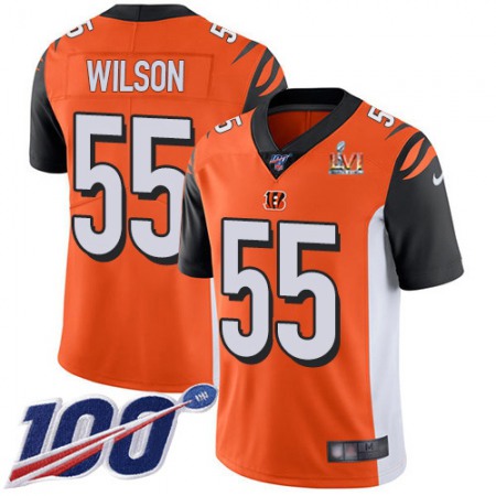 Nike Bengals #55 Logan Wilson Orange Super Bowl LVI Patch Alternate Youth Stitched NFL 100th Season Vapor Limited Jersey