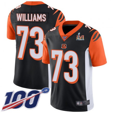 Nike Bengals #73 Jonah Williams Black Team Color Super Bowl LVI Patch Youth Stitched NFL 100th Season Vapor Limited Jersey