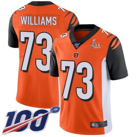 Nike Bengals #73 Jonah Williams Orange Super Bowl LVI Patch Alternate Youth Stitched NFL 100th Season Vapor Limited Jersey