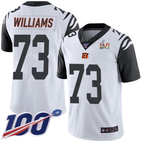 Nike Bengals #73 Jonah Williams White Super Bowl LVI Patch Youth Stitched NFL Limited Rush 100th Season Jersey