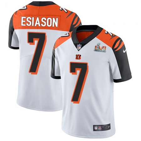 Nike Bengals #7 Boomer Esiason White Super Bowl LVI Patch Youth Stitched NFL Vapor Untouchable Limited Jersey