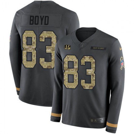 Nike Bengals #83 Tyler Boyd Anthracite Salute to Service Youth Stitched NFL Limited Therma Long Sleeve Jersey