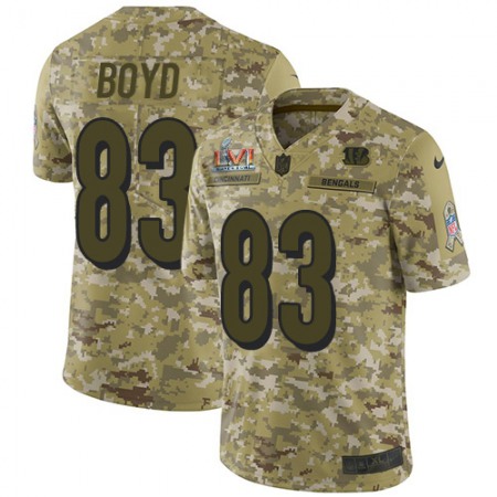 Nike Bengals #83 Tyler Boyd Camo Super Bowl LVI Patch Youth Stitched NFL Limited 2018 Salute To Service Jersey