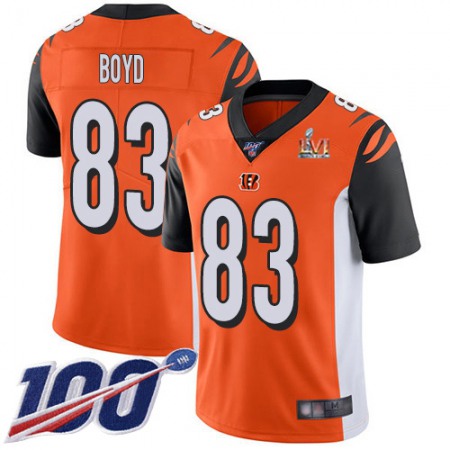 Nike Bengals #83 Tyler Boyd Orange Super Bowl LVI Patch Alternate Youth Stitched NFL 100th Season Vapor Limited Jersey