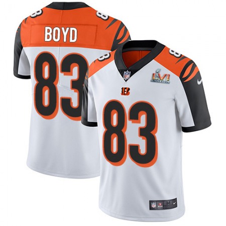 Nike Bengals #83 Tyler Boyd White Super Bowl LVI Patch Youth Stitched NFL Vapor Untouchable Limited Jersey