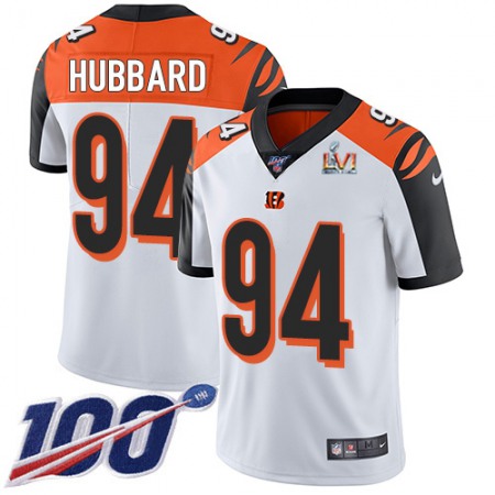 Nike Bengals #94 Sam Hubbard White Super Bowl LVI Patch Youth Stitched NFL 100th Season Vapor Limited Jersey
