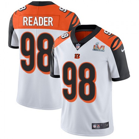 Nike Bengals #98 D.J. Reader White Super Bowl LVI Patch Youth Stitched NFL Vapor Untouchable Limited Jersey