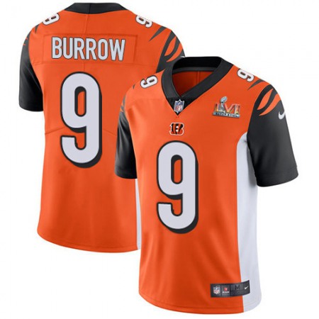 Nike Bengals #9 Joe Burrow Orange Alternate Super Bowl LVI Patch Youth Stitched NFL Vapor Untouchable Limited Jersey