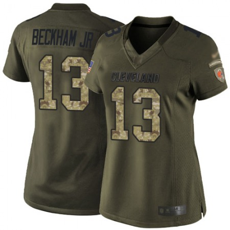 Nike Browns #13 Odell Beckham Jr Green Women's Stitched NFL Limited 2015 Salute to Service Jersey