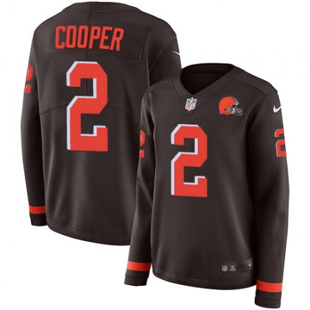 Nike Browns #2 Amari Cooper Brown Team Color Women's Stitched NFL Limited Therma Long Sleeve Jersey