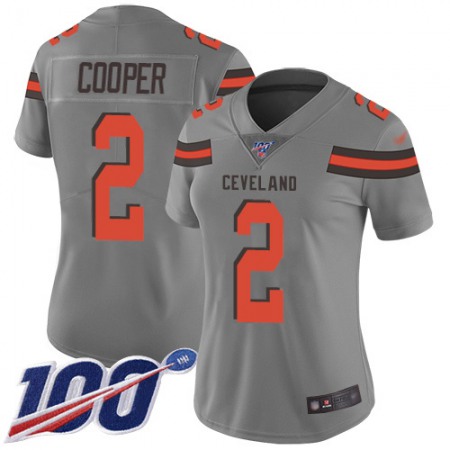 Nike Browns #2 Amari Cooper Gray Women's Stitched NFL Limited Inverted Legend 100th Season Jersey