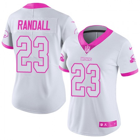 Nike Browns #23 Damarious Randall White/Pink Women's Stitched NFL Limited Rush Fashion Jersey