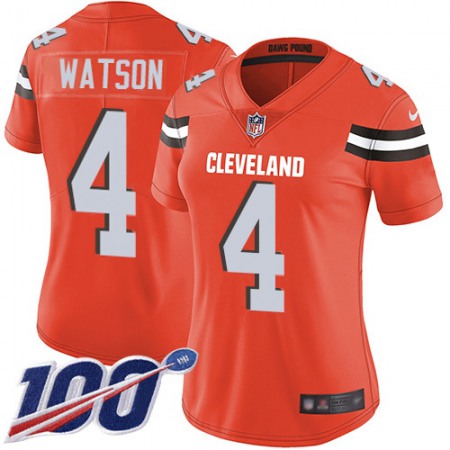 Nike Browns #4 Deshaun Watson Orange Alternate Women's Stitched NFL 100th Season Vapor Untouchable Limited Jersey