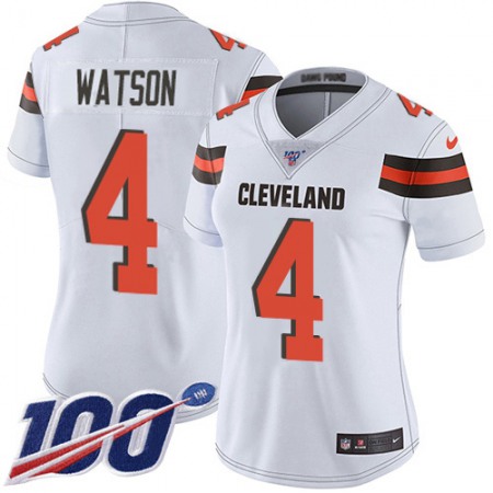 Nike Browns #4 Deshaun Watson White Women's Stitched NFL 100th Season Vapor Limited Jersey