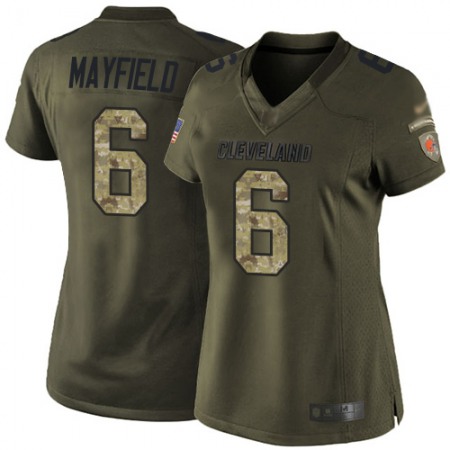 Nike Browns #6 Baker Mayfield Green Women's Stitched NFL Limited 2015 Salute to Service Jersey