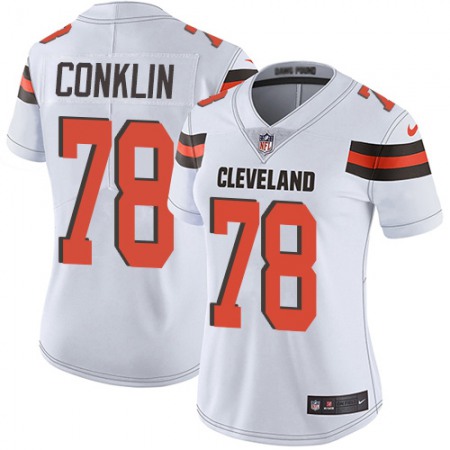 Nike Browns #78 Jack Conklin White Women's Stitched NFL Vapor Untouchable Limited Jersey