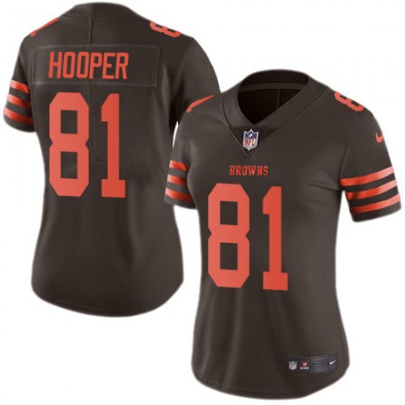 Nike Browns #81 Austin Hooper Brown Women's Stitched NFL Limited Rush Jersey