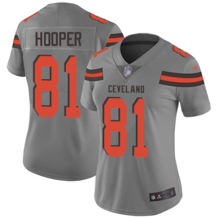 Nike Browns #81 Austin Hooper Gray Women's Stitched NFL Limited Inverted Legend Jersey