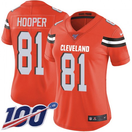 Nike Browns #81 Austin Hooper Orange Alternate Women's Stitched NFL 100th Season Vapor Untouchable Limited Jersey