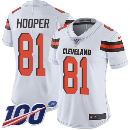 Nike Browns #81 Austin Hooper White Women's Stitched NFL 100th Season Vapor Untouchable Limited Jersey