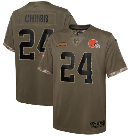 Cleveland Browns #24 Nick Chubb Nike Youth 2022 Salute To Service Limited Jersey - Olive