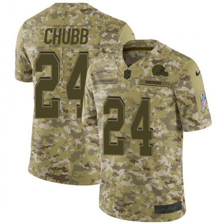Nike Browns #24 Nick Chubb Camo Youth Stitched NFL Limited 2018 Salute to Service Jersey