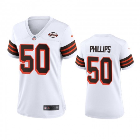 Women Browns #50 Jacob Phillips Nike 1946 Collection Alternate Game Limited NFL Jersey - White
