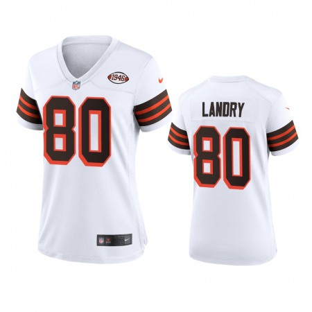 Women Browns #80 Jarvis Landry Nike 1946 Collection Alternate Game Limited NFL Jersey - White