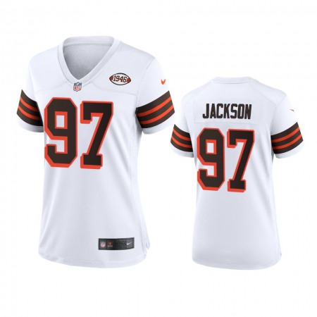 Women Browns #97 Malik Jackson Nike 1946 Collection Alternate Game Limited NFL Jersey - White